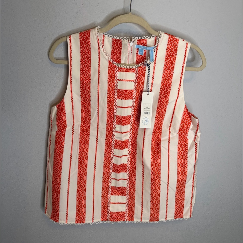 Draper James Orange and white cotton Lacey stripe top new with tags size 10